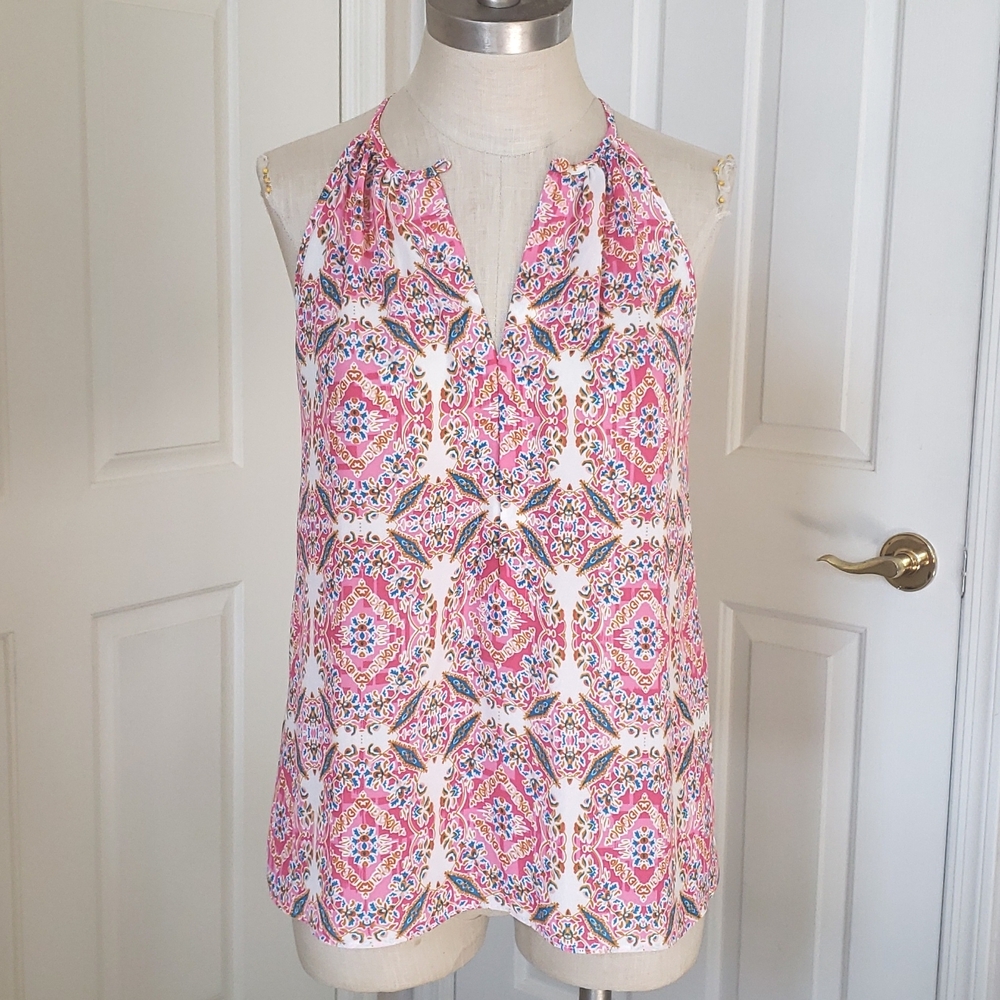 CREMIEUX Sleeveless Top Halter Neck A-line Flowy Pink Teal Mustard